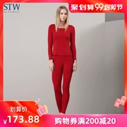 STW Cô Modal Cotton Qiuyi Qiuku Set Đồ lót ấm áp Cổ tròn Slim Áo len cotton dài tay phía dưới - Phù hợp với nóng lên