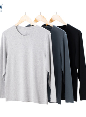 STW秋衣男士保暖内衣莫代尔棉内穿单件青年可外穿长袖上衣打底衫