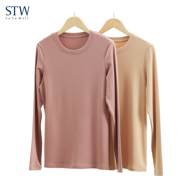 加绒莫代尔圆领可外穿保暖内衣女