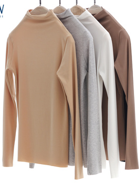STW女士半高领保暖内衣莫代尔无痕打底秋衣保暖上装打底衫秋冬Y