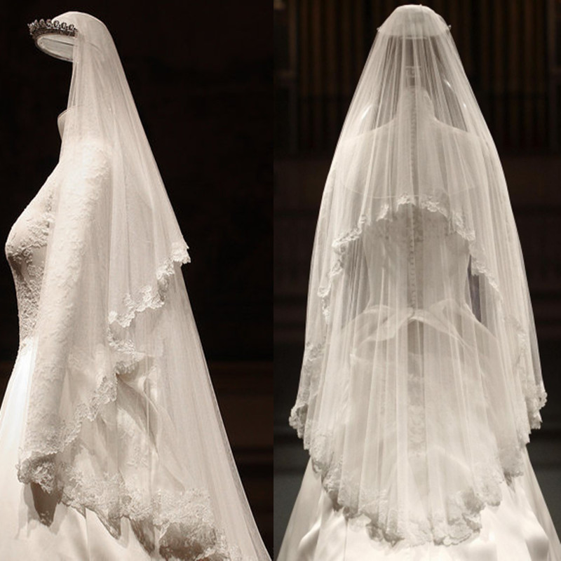唯美优雅新款新娘结婚婚礼头纱 奢华复古车骨蕾丝短款婚纱软头纱