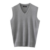 休闲毛织马甲爷爷装 春秋中老年抽条套背 毛衣 针织衫 纯色爸爸装