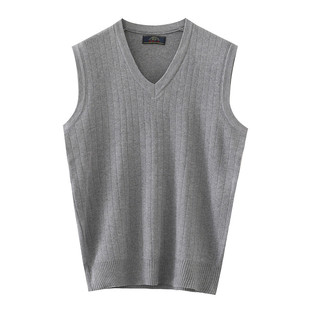 休闲毛织马甲爷爷装 春秋中老年抽条套背 毛衣 针织衫 纯色爸爸装