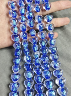 s79 16mm心形蓝色金箔罐芯琉璃一条