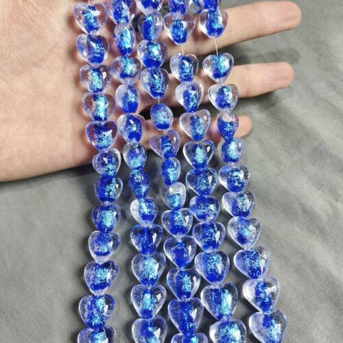 s79 16mm心形蓝色金箔罐芯琉璃一条