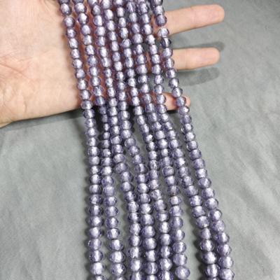 s120 10mm银箔水晶紫琉璃一条 个别瑕疵