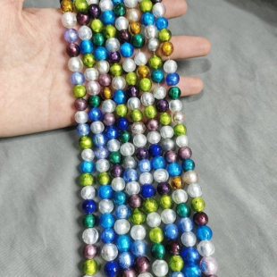 520 10mm银箔琉璃珠随机一条 个别裂的