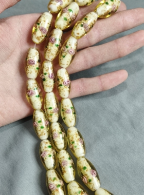 s20 14x26mm印花琉璃珠一条