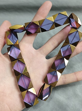 s189 20x24紫罗兰金边玻璃扁珠一条