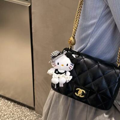 可爱赫本草帽Kitty包挂件礼物