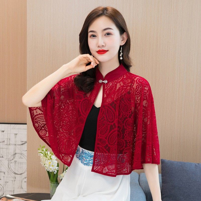 蕾丝披肩婚礼妈妈结婚喜婆婆配旗袍的小外披外搭高端斗篷披风夏季