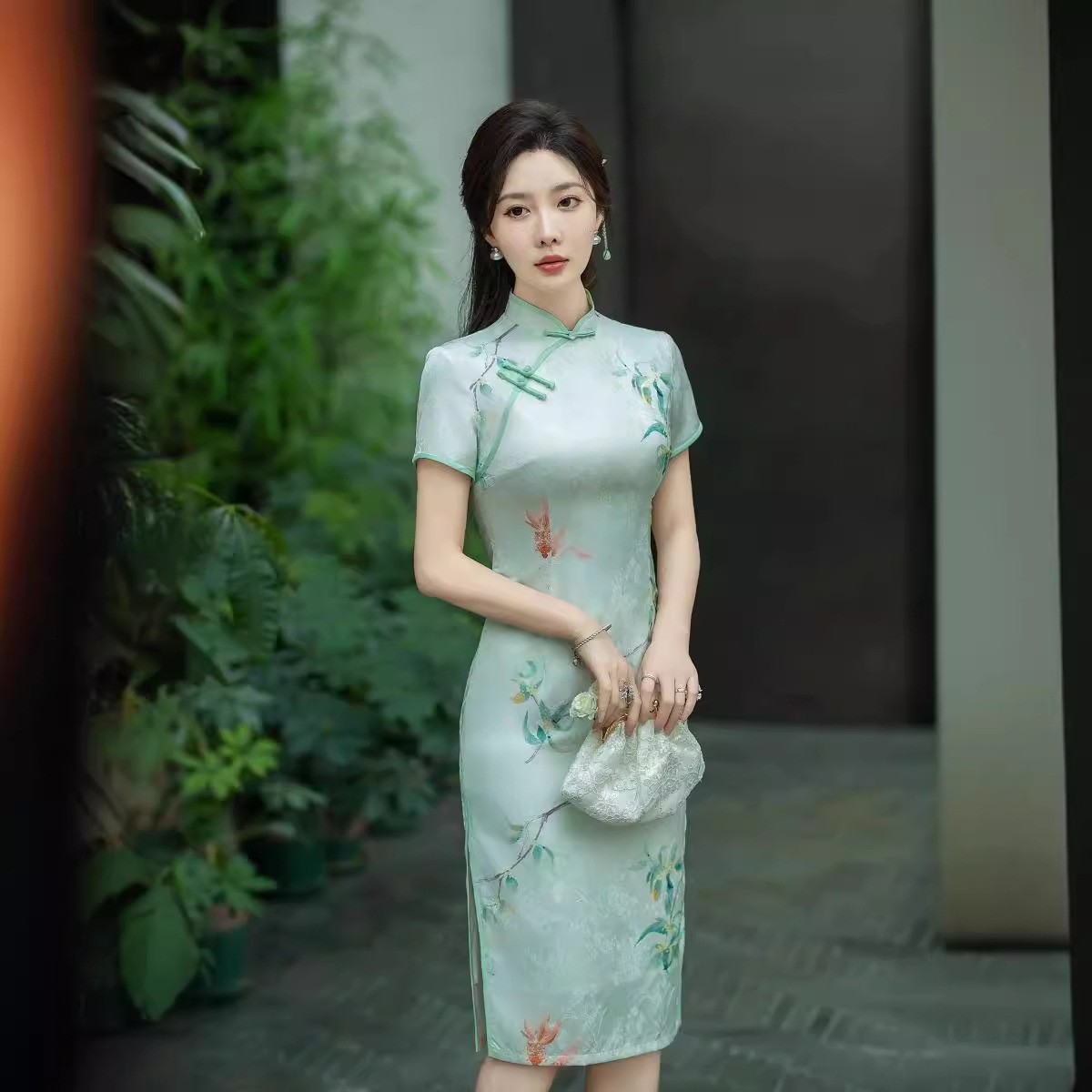 高考送考旗袍錦鯉折桂平時可穿年輕款媽媽助力中考旗開得勝連衣裙
