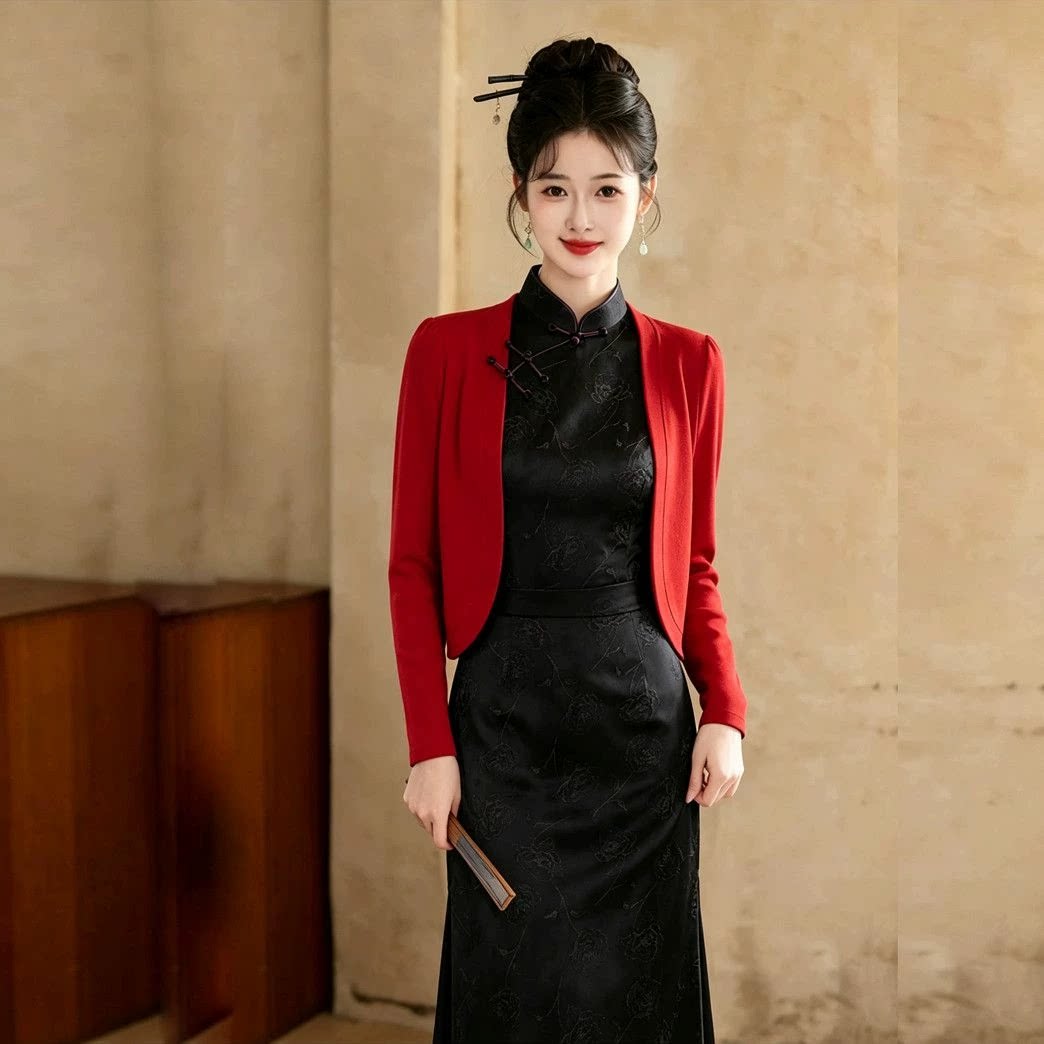 旗袍披肩2026春秋外搭短款开衫女妈妈喜婆婆婚宴敬酒服针织小外套