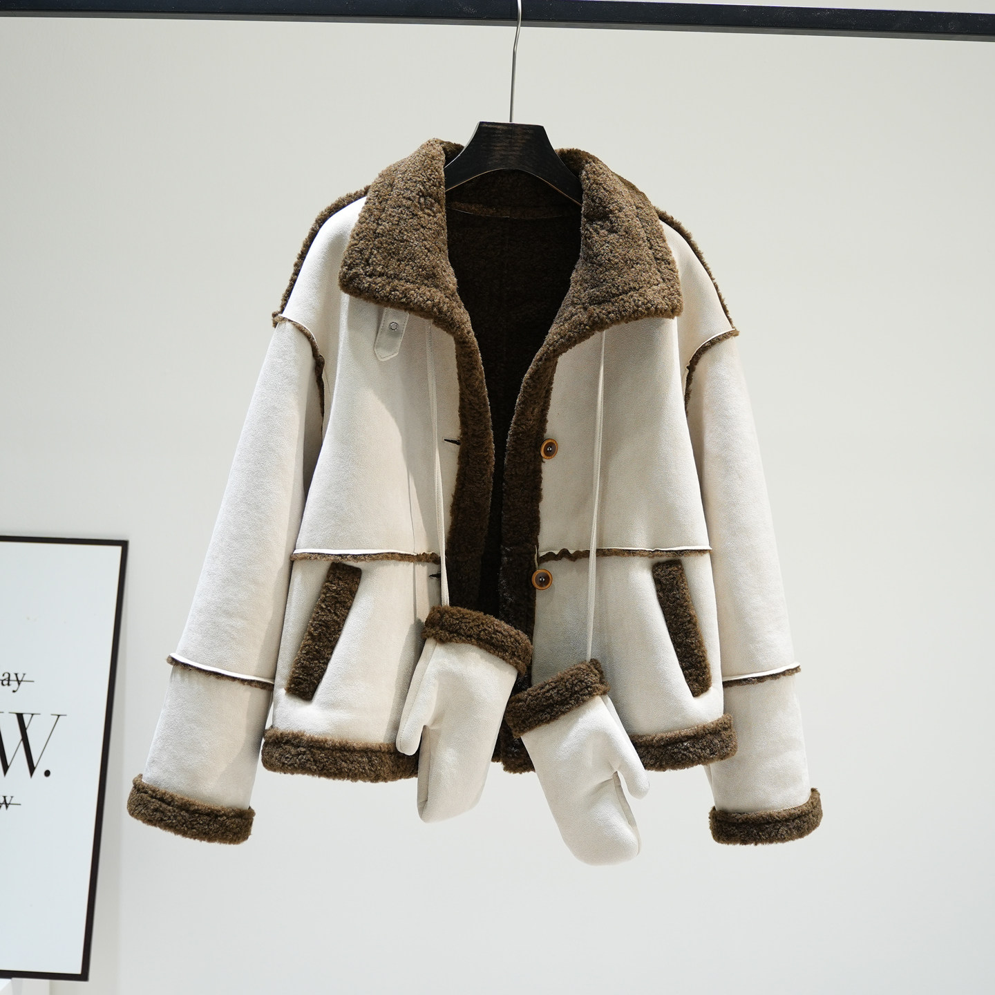 超好看机车风皮毛一体羊羔毛外套女2025冬装新款加厚保暖夹克棉服