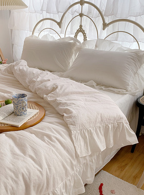 春夏ins白色床单四件套全棉纯棉奶油小清新少女心超柔亲肤水洗棉