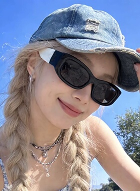 墨镜女高级感方框Y2K辣妹海边防晒眼镜偏光防紫外线近视太阳镜男