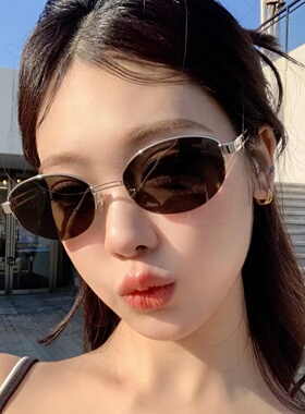 韩版老钱风半框复古金属猫眼墨镜女春夏防紫外线太阳镜高级感防晒