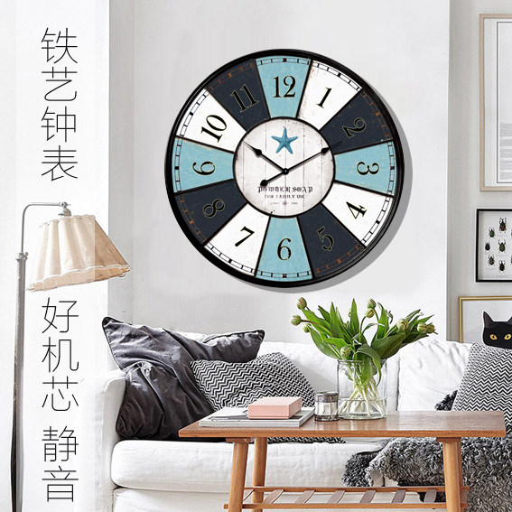 地中海個性挂鍾歐式田園懷舊複古創意時尚鐵藝北歐客廳鍾表 海星在類目 家居飾品, 家居鍾飾/鬧鐘, 掛鐘中 - 來自Buy2taobao.com提供專業的淘寶代購服務