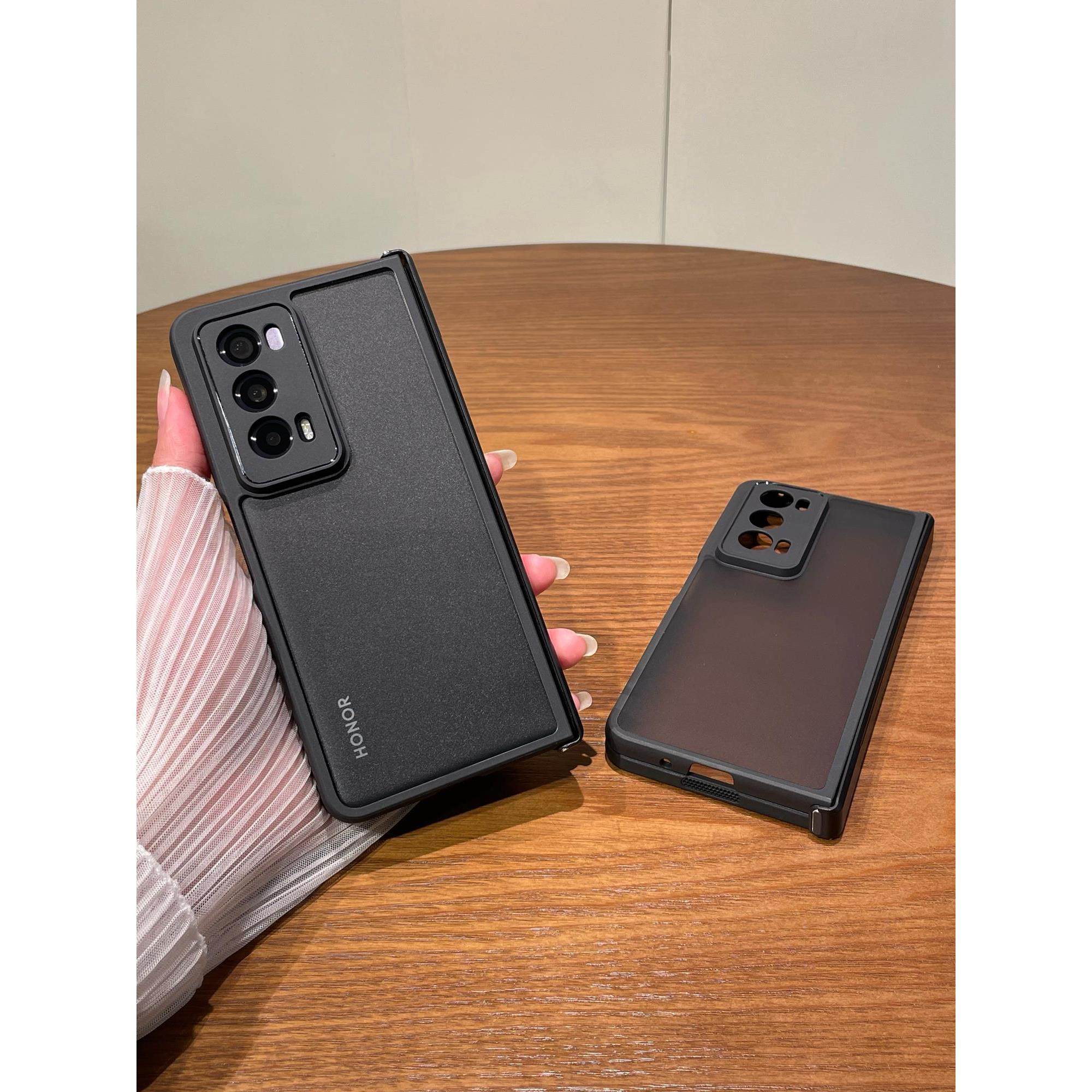 适用荣耀magicv2手机壳折叠屏新款带中轴全包硅胶软壳magicv2至臻版铰链防摔超薄透明外壳v2保护套男前壳后盖