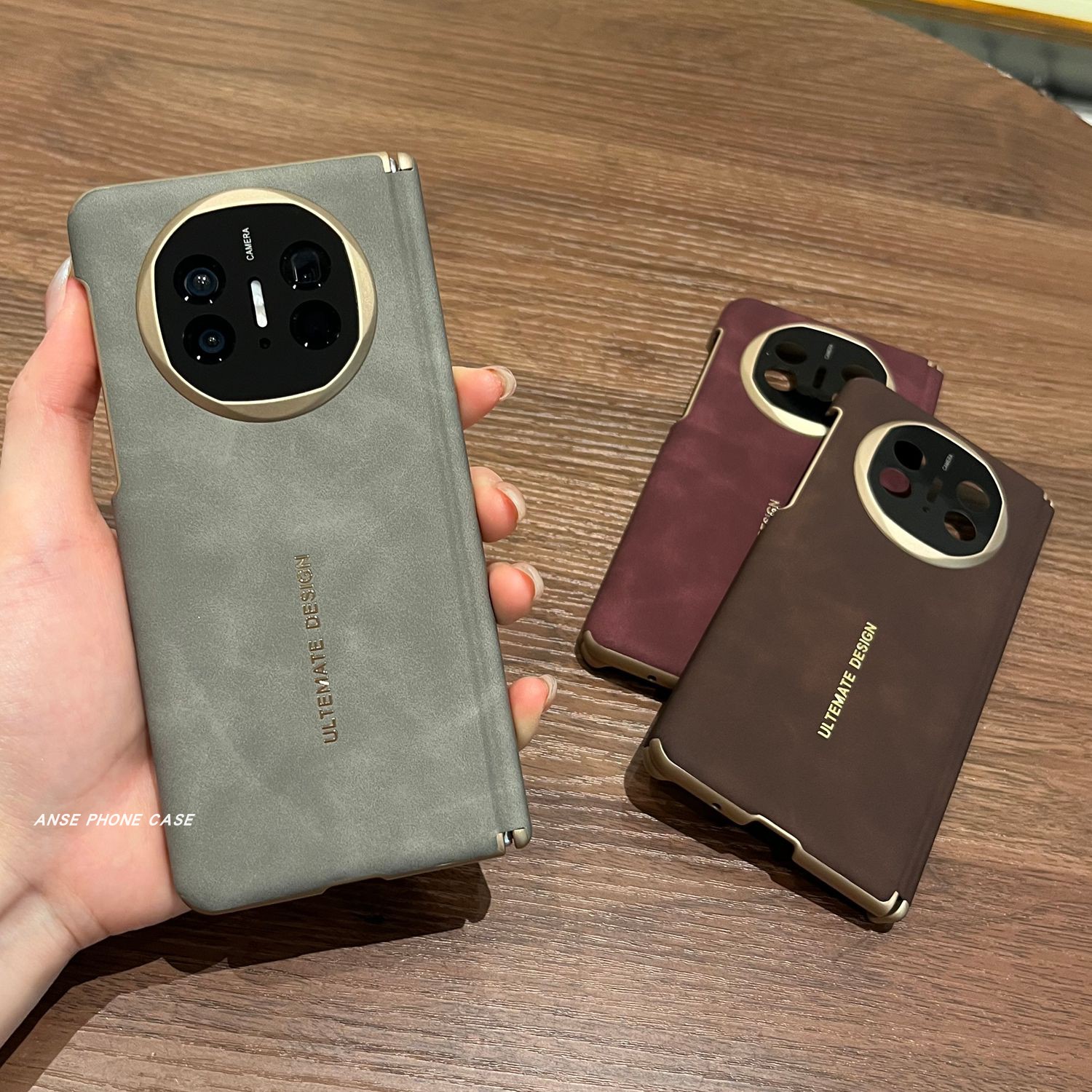 高级感羊巴皮双中轴适用华为matex6折叠屏手机壳新款x5镜头铰链全包外壳x3简约matex6典藏版超薄防摔保护套潮