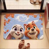 新款 疯狂动物城地毯家用水洗底仿羊绒地垫浴室卫生间吸水防滑脚垫