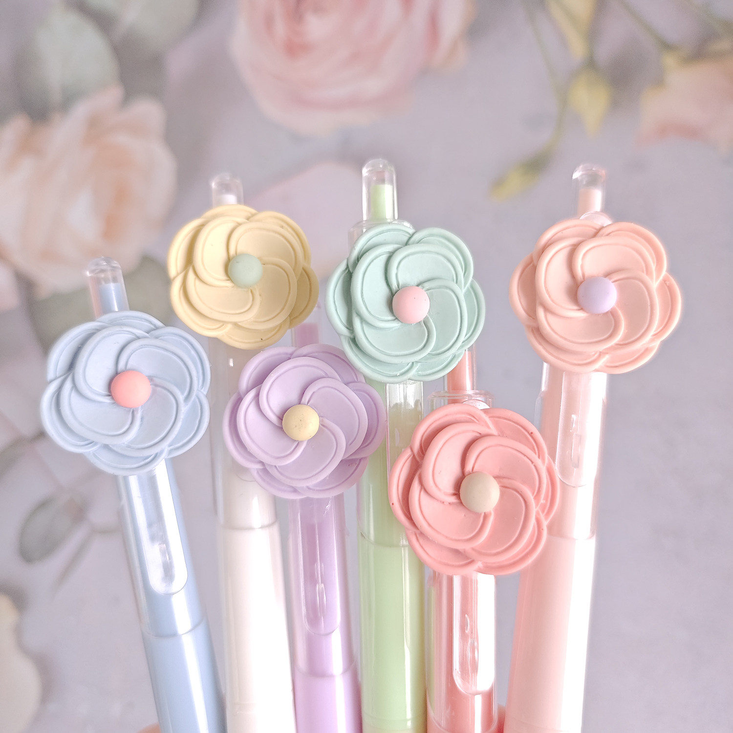 小众玫瑰花茶系速干中性笔刷题笔学生文具全套套装0.5mm日系