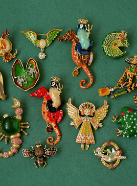 中古vintage动物设计感小众大胸针新款滴油彩绘多彩秋冬大衣别针