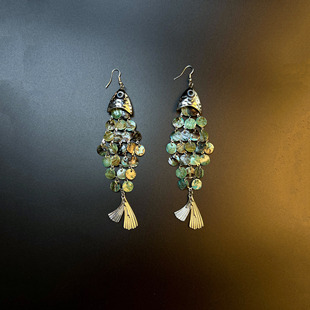 古着vintage复古Shell and Fishbone Earrings耳钉耳饰