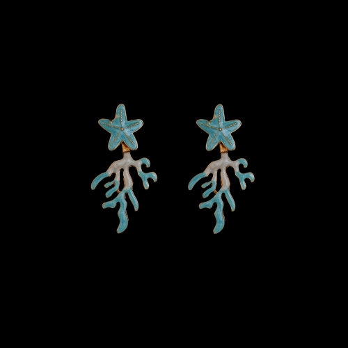 古着vintage蓝星海星耳钉