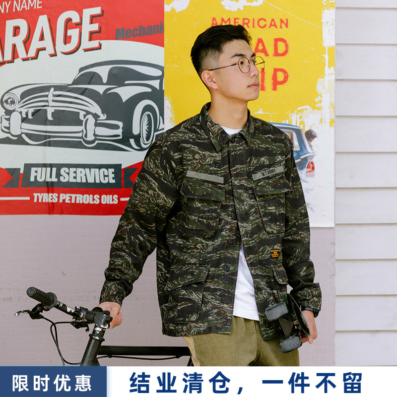 WHOSETRAP 潮美式街头军事系列 壁虎 虎斑军装机能TCU四袋夹克