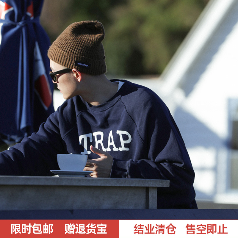 whosetrap国潮美式街头落肩卫衣
