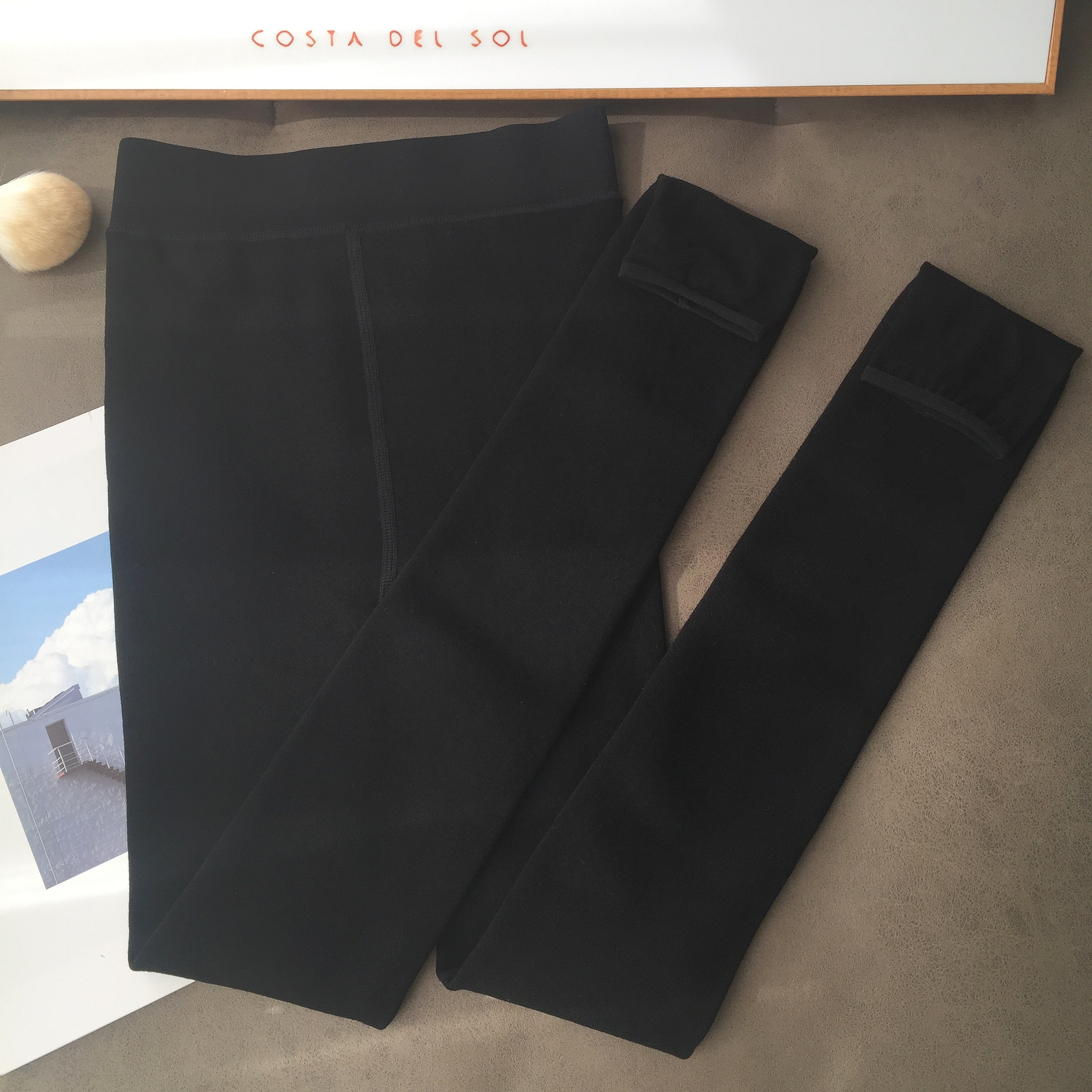 不掉档纯色九分雪域棉一体绒裤袜