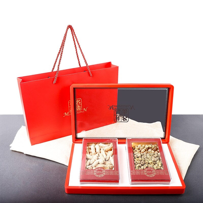 双拼通用包装盒亚克力西洋参石斛石斛鹿茸虫草参茸高档礼品盒空盒