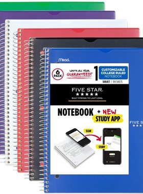 MEAD 820045 美德FIVE STAR美式一科目三孔笔记本三孔记事本