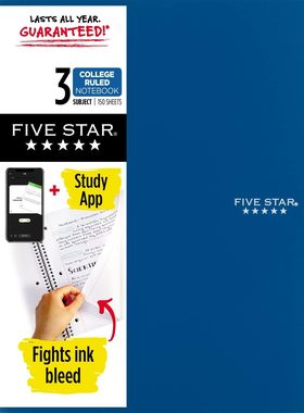 MEAD 06210 美德FIVE STAR美式三科目三孔笔记本27.9X21.5cm