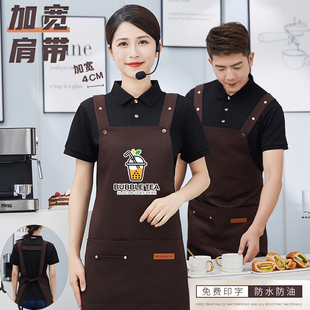 围裙定制logo印字2021新款 工作服女 订做水果店生鲜超市餐饮店时尚