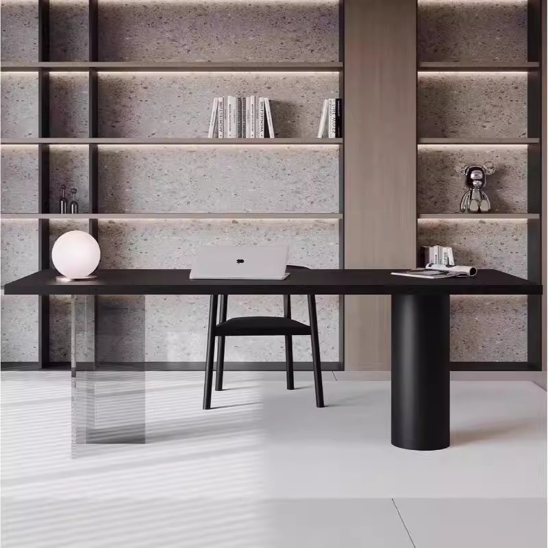 意式极简书桌客厅沙发设计师现代客厅办公桌实木家用简约电脑桌