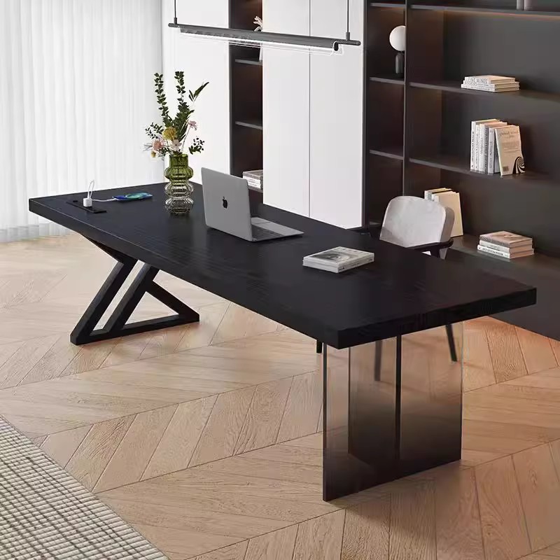 亚克力实木客厅现代大书桌家用电脑桌设计师老板办公桌简约工作台