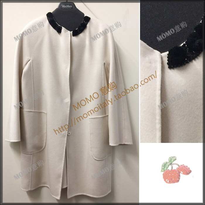 MOMOÒ⹺ MaxMara STUDIO 2018´ºÏÄ¿î °×ɫԲÁìÖг¤¿îÑòë´óÒÂ