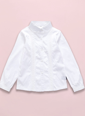 中小学生校服上衣女童白色衬衫长袖小女孩上衣春装儿童衬衣09C201