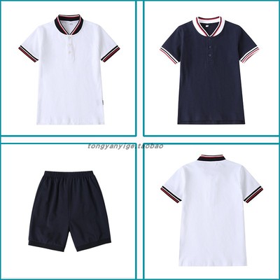 英伦短袖校服棉圆领polo衫班服