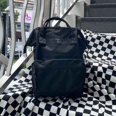 日本升级2024新款anello双肩包全黑蓝米灰纯色商务旅行电脑包书包