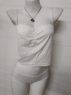 日系女钢圈聚拢文胸一体吊带背心搭配内裤 甜美性感系列 套装