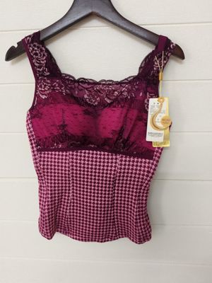 女紫千鸟格拼接蕾丝文胸一体无骨塑身衣抹胸背心可外穿塑身衣