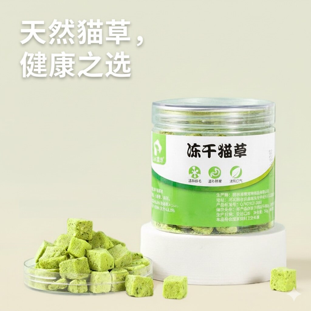 冻干粒猫草猫草粒猫猫零食化毛排毛球即食猫薄荷鸡胸粒猫冻干
