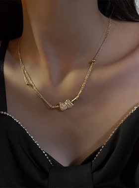 陈梦同款镶钻乒乓球拍项链仙女风个性时尚锁骨链气质潮流创意颈链