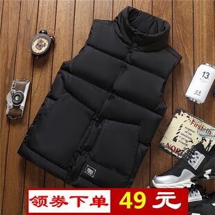 情侣羽绒棉马甲男秋冬季 加厚潮青少年学生精神小伙定制员工服logo