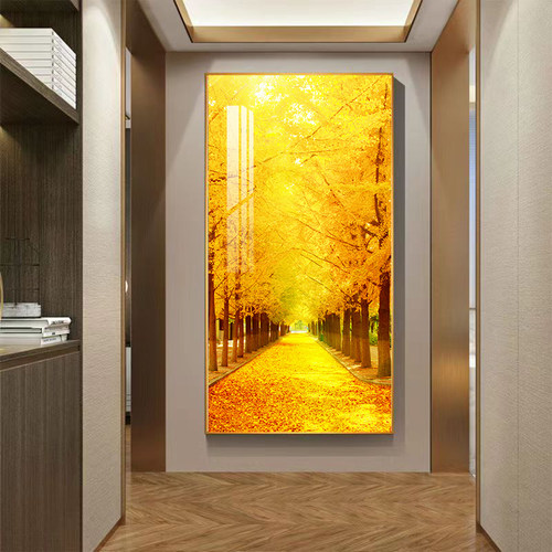 黄金大道玄关装饰画入户进门过道走廊壁画现代轻奢简约发财树挂画 - 封面