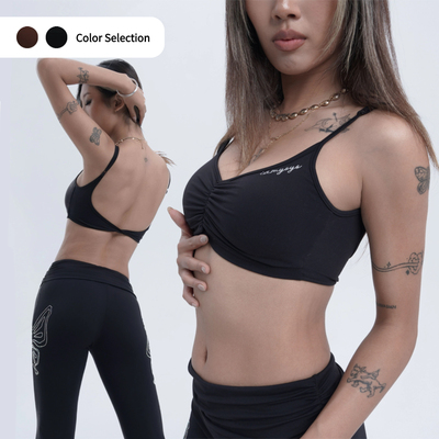 IAMYOYO慕斯练功服系列抽褶吊带背心瑜伽heels上衣舞蹈爵士健身