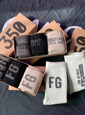 新品ess男生美式街头袜子高街ins运动长袜潮牌FOG字母设计高筒袜